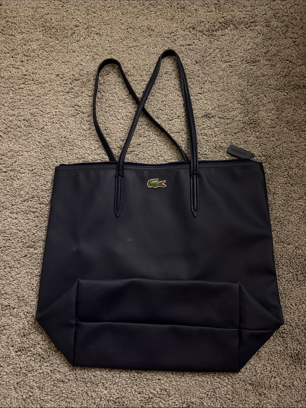 Lacoste Black Tote with Green Croc Logo